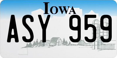 IA license plate ASY959
