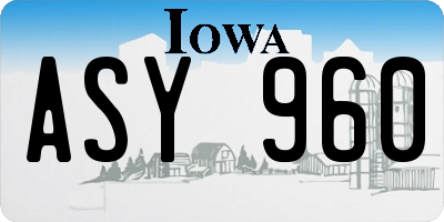 IA license plate ASY960