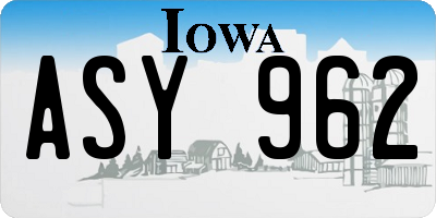 IA license plate ASY962