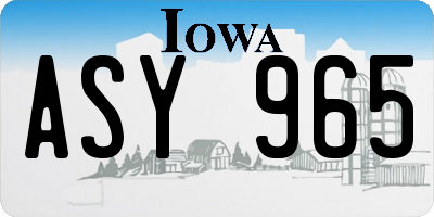 IA license plate ASY965