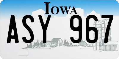 IA license plate ASY967