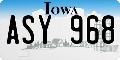 IA license plate ASY968