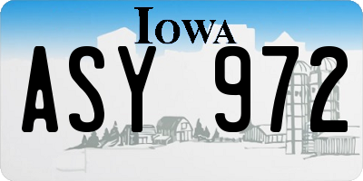 IA license plate ASY972