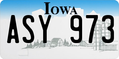 IA license plate ASY973