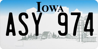 IA license plate ASY974