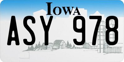 IA license plate ASY978
