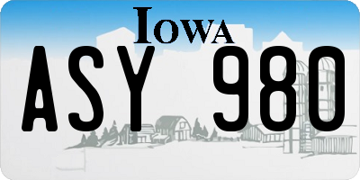 IA license plate ASY980