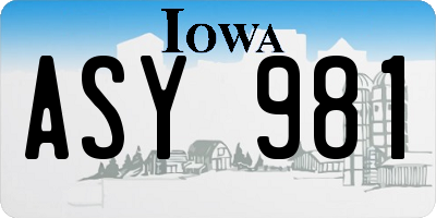 IA license plate ASY981