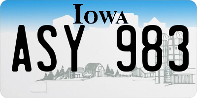 IA license plate ASY983