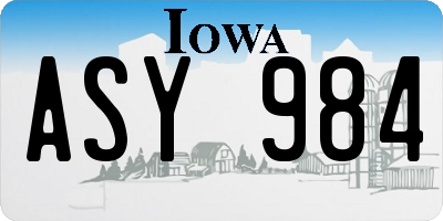 IA license plate ASY984