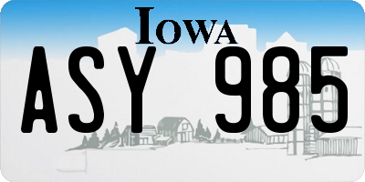 IA license plate ASY985