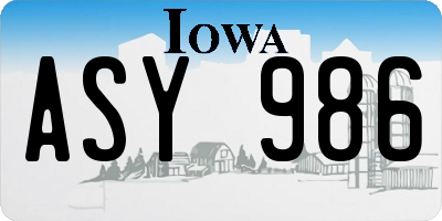 IA license plate ASY986