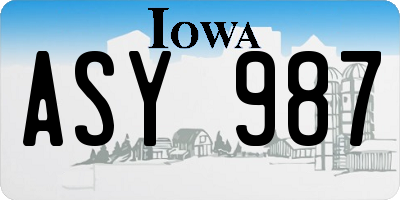 IA license plate ASY987