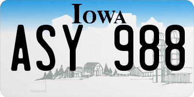 IA license plate ASY988