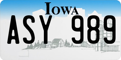 IA license plate ASY989