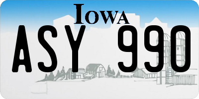 IA license plate ASY990