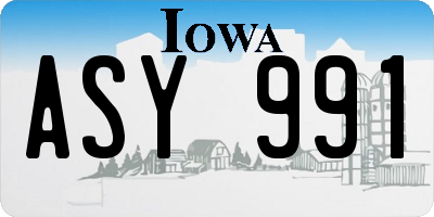 IA license plate ASY991