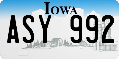 IA license plate ASY992