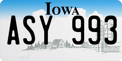 IA license plate ASY993