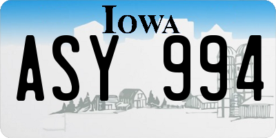 IA license plate ASY994