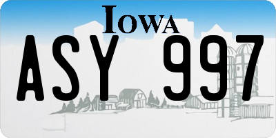 IA license plate ASY997