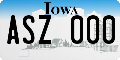 IA license plate ASZ000