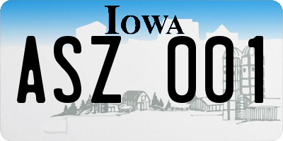 IA license plate ASZ001