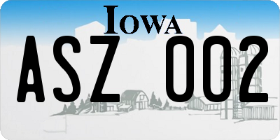 IA license plate ASZ002