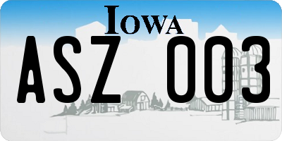 IA license plate ASZ003