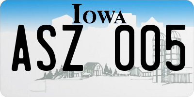 IA license plate ASZ005