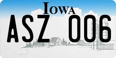 IA license plate ASZ006