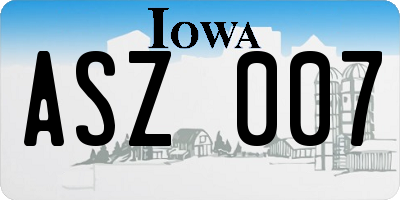 IA license plate ASZ007