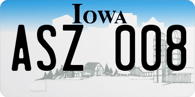 IA license plate ASZ008