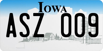 IA license plate ASZ009