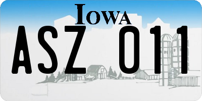 IA license plate ASZ011