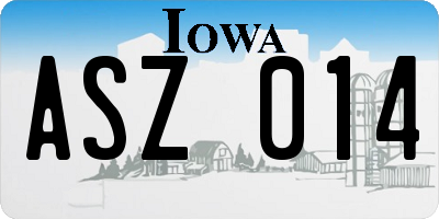 IA license plate ASZ014