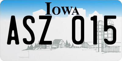 IA license plate ASZ015
