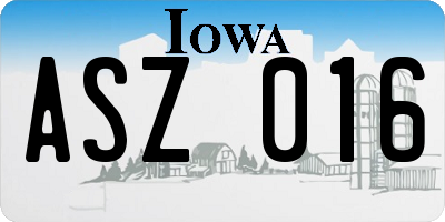 IA license plate ASZ016