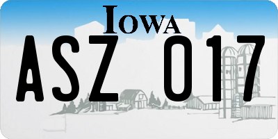 IA license plate ASZ017