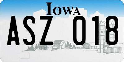IA license plate ASZ018