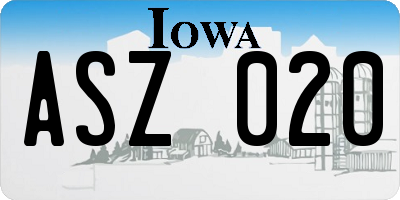 IA license plate ASZ020