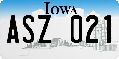 IA license plate ASZ021