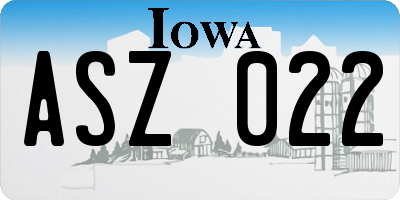 IA license plate ASZ022