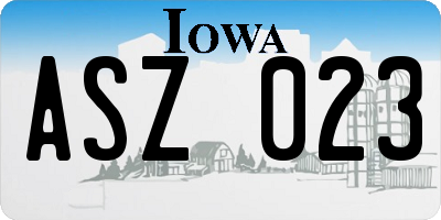 IA license plate ASZ023