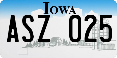 IA license plate ASZ025