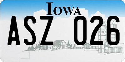 IA license plate ASZ026
