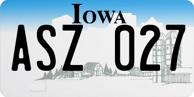IA license plate ASZ027