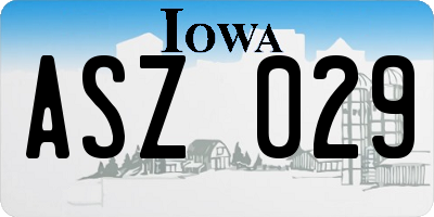 IA license plate ASZ029