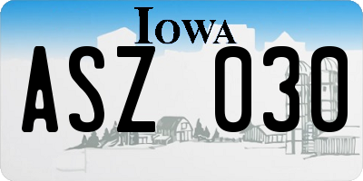 IA license plate ASZ030