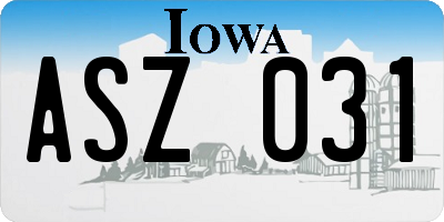 IA license plate ASZ031